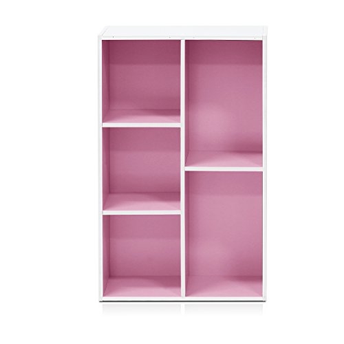 Furinno 5-Cube Reversible Open Shelf, White/Pink 11069WH/PI