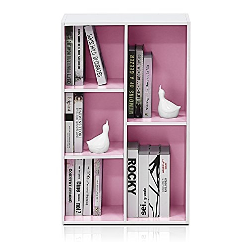 Furinno 5-Cube Reversible Open Shelf, White/Pink 11069WH/PI
