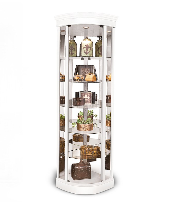 Galghard 32'' Wide Solid Wood Mirrored Back Curio Cabinet with Lighting