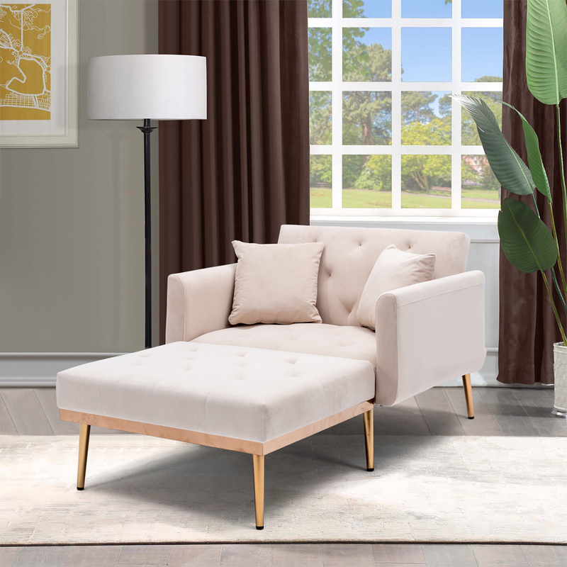 Garges Tufted Two Arms Reclining Foam Chaise Lounge