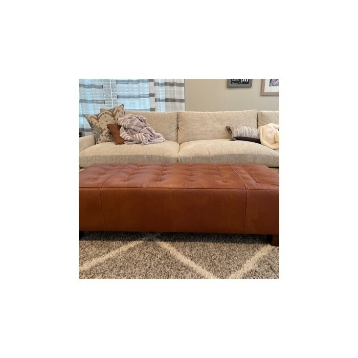 Gendron 62'' Wide Genuine Leather Tufted Rectangle Cocktail Ottoman