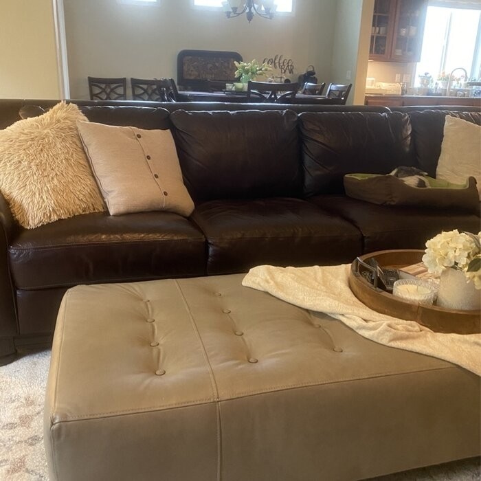 Gendron 62'' Wide Genuine Leather Tufted Rectangle Cocktail Ottoman