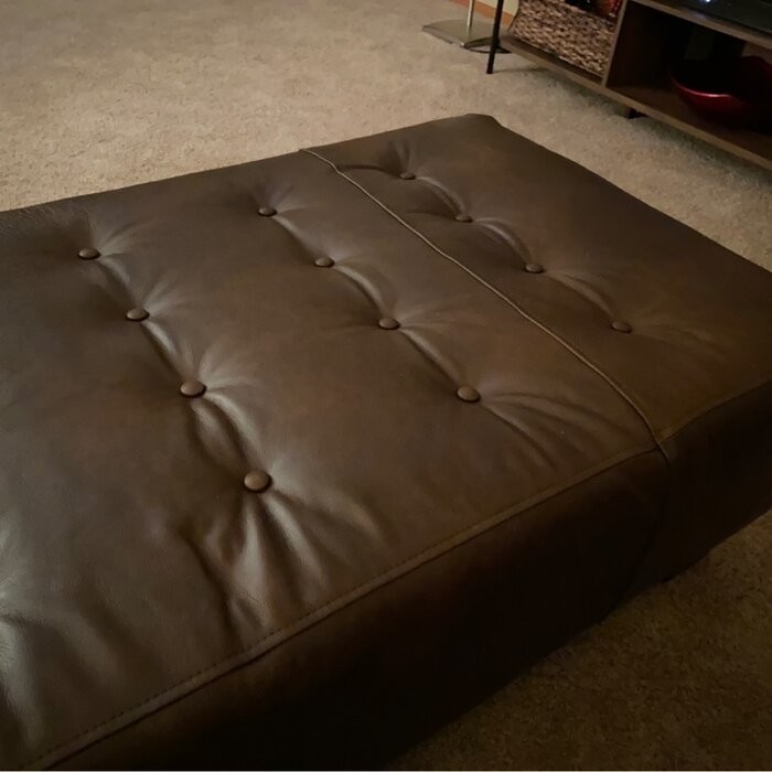 Gendron 62'' Wide Genuine Leather Tufted Rectangle Cocktail Ottoman