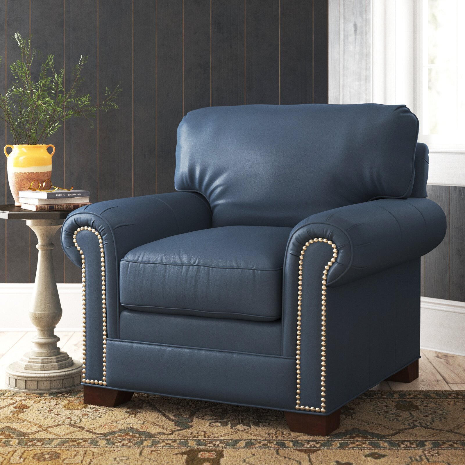 Genuine Leather High Seat Armchair 