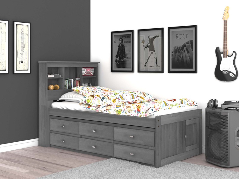 Giancola Twin 6 Drawer Solid Wood Mate's & Captain's Bed with Bookcase by Viv + Rae™