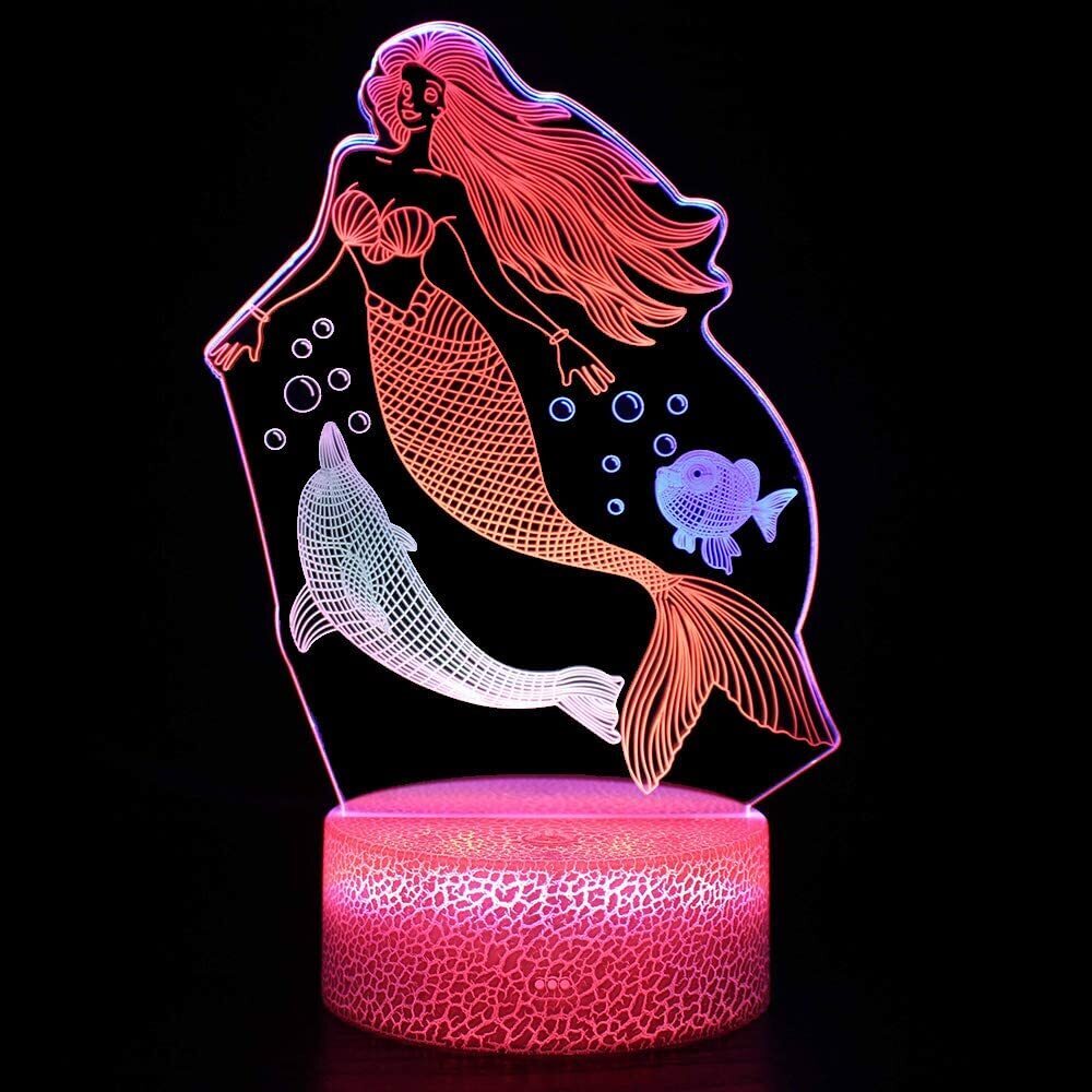 Glass and Acrylic 3D Mermaid Bedside Lamp