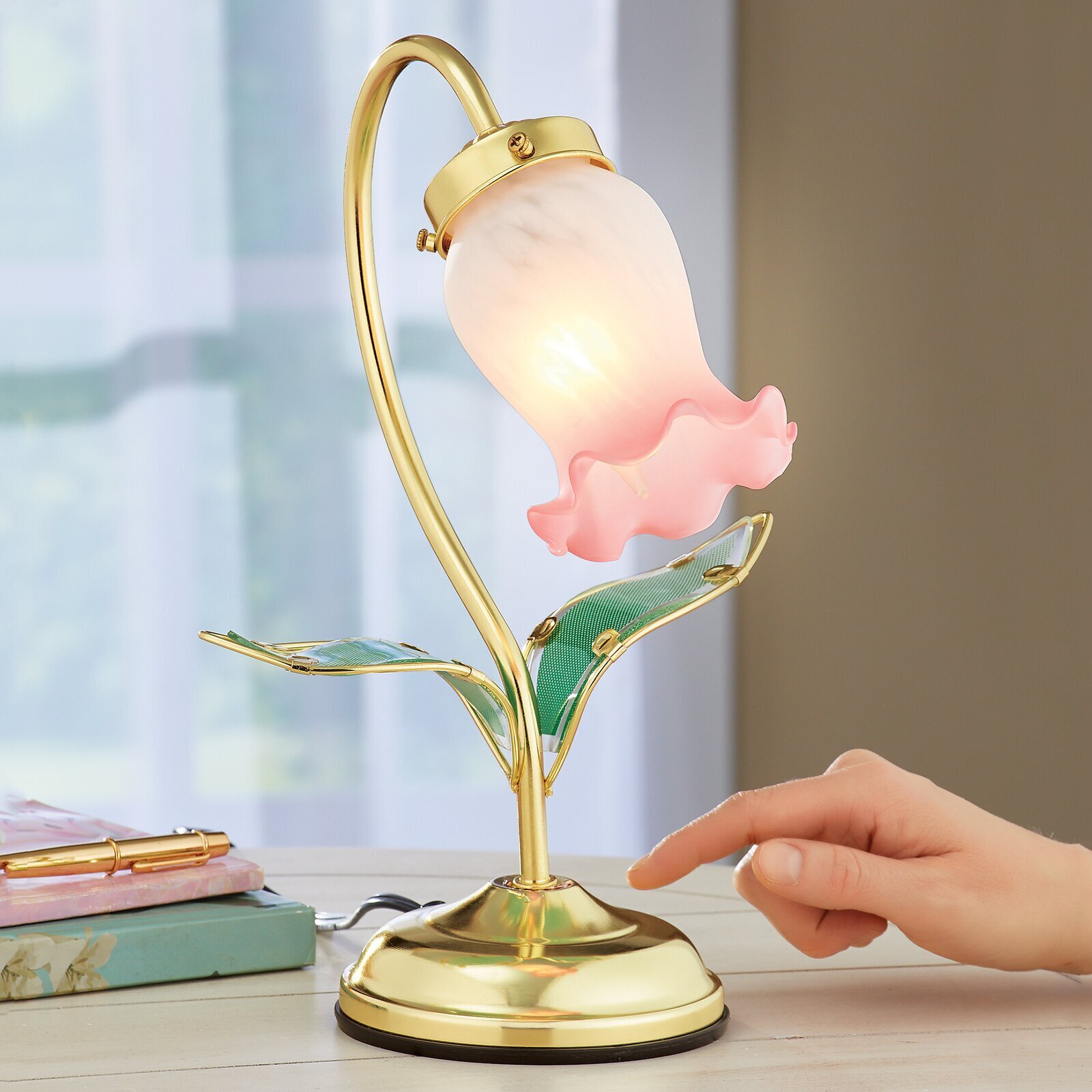 Glass and Metal Touch Lamp