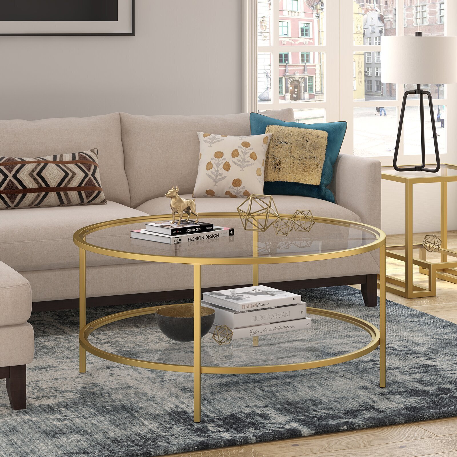 Gold and Glass Coffee Table