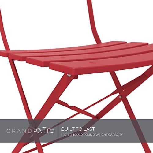 Grand patio Premium Steel Patio Bistro Set, Folding Outdoor Patio Furniture Sets, 3 Piece Patio Set of Foldable Patio Table and Chairs, Red