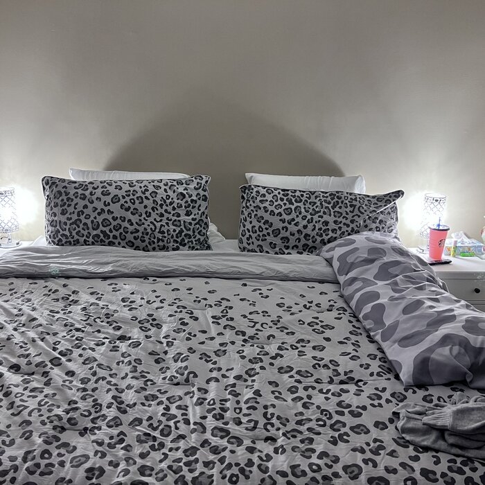 Gray/Silver 100% Cotton 3 Piece Comforter Set