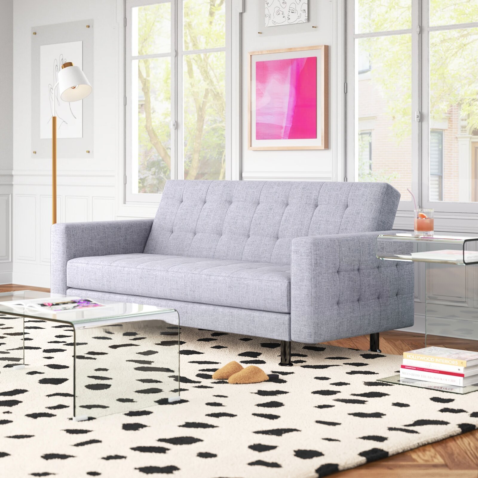 Gray Sleek Modern Reclining Sofa