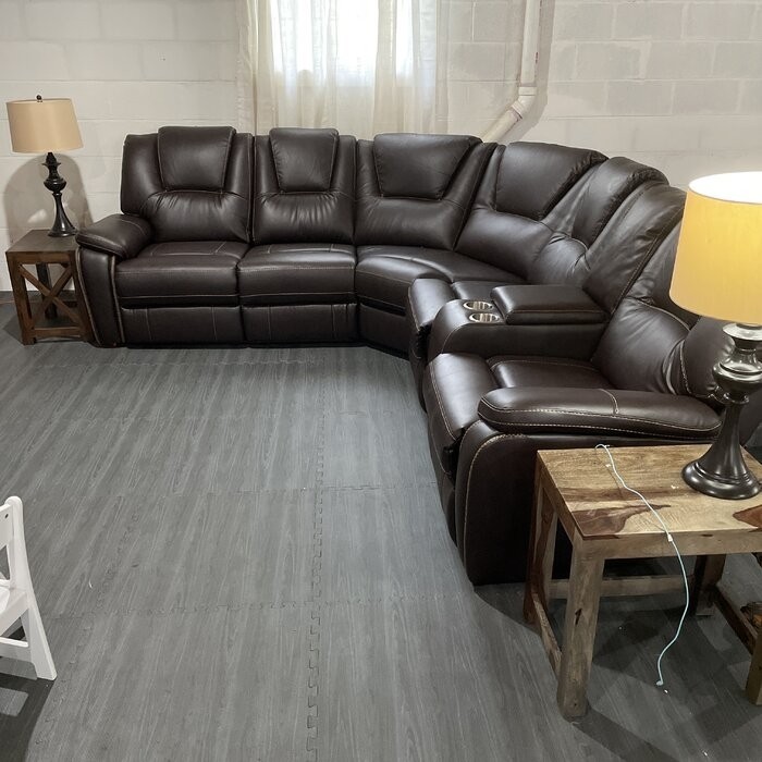 Gredmarie 107" Wide Genuine Leather Symmetrical Reclining Corner Sectional