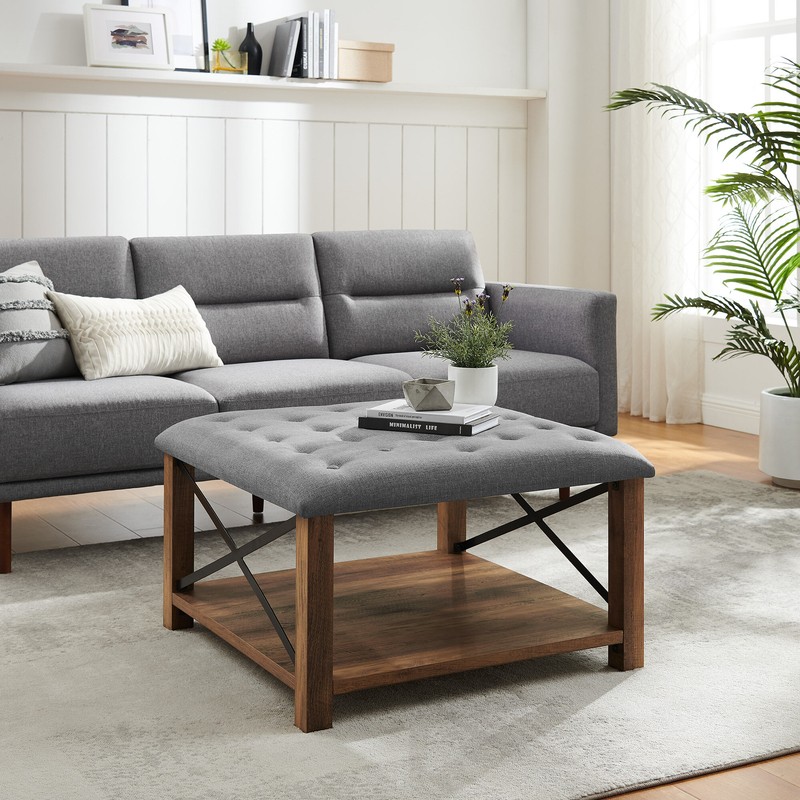 Grube 30'' Wide Tufted Square Cocktail Ottoman with Storage
