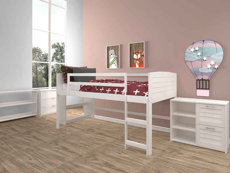 Hagen Twin Solid Wood Loft Bed with Bookcase by Sunside Sails