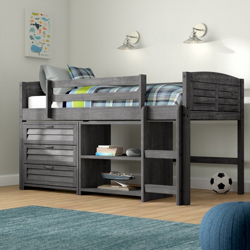 Hagen Twin Solid Wood Platform Loft Bed with Bookcase by Sunside Sails
