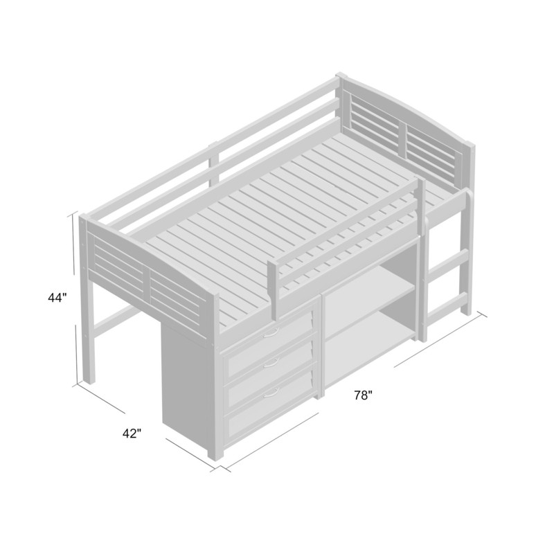 Hagen Twin Solid Wood Platform Loft Bed with Bookcase by Sunside Sails