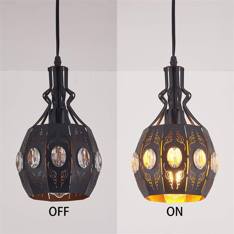 Hanging Lamps Swag Lights Plug In Pendant Light,Retro Style,Vintage Loft Design,Black Basket Cage Hanging Ceiling Lamp,Industrial Lighting Fixture And Decoration For Living Room Bedroom