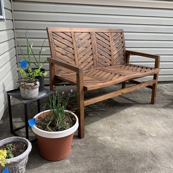 Harbison Chevron Wooden Garden Bench