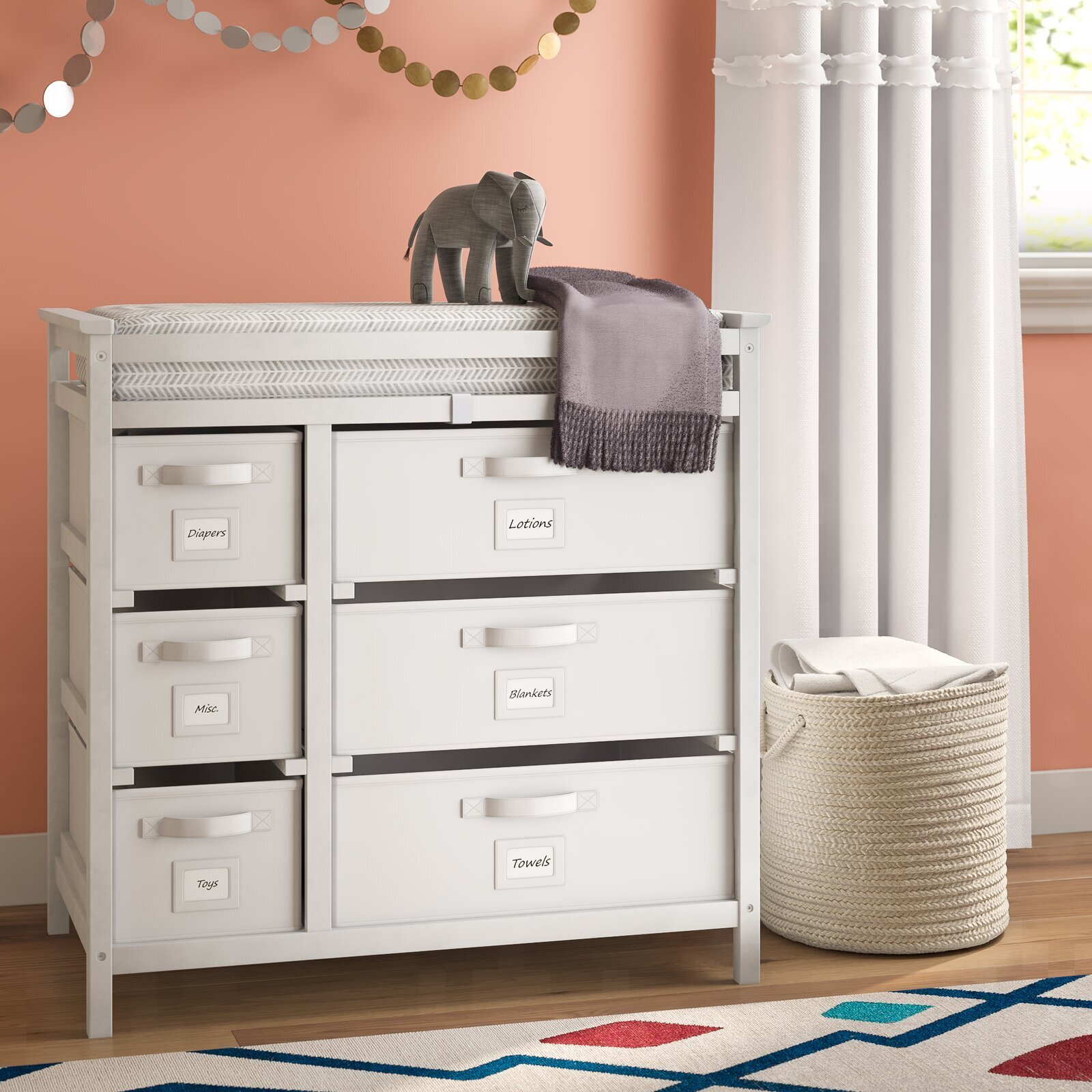 Heid Changing Table with Pad and 6 Baskets