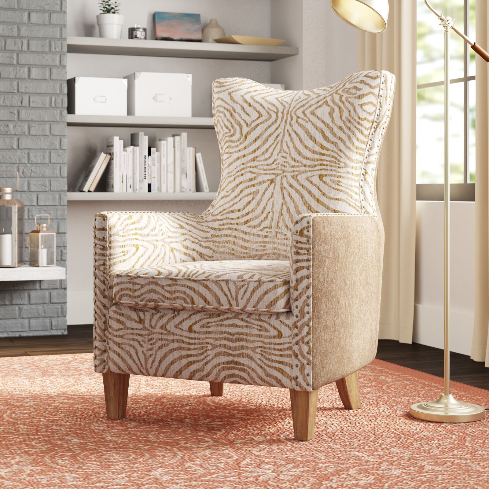 High Back Animal Print Accent Chair