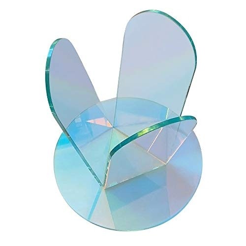 Homary Acrylic End Table Clear Round Side Table Modern Accent Table Iridescent
