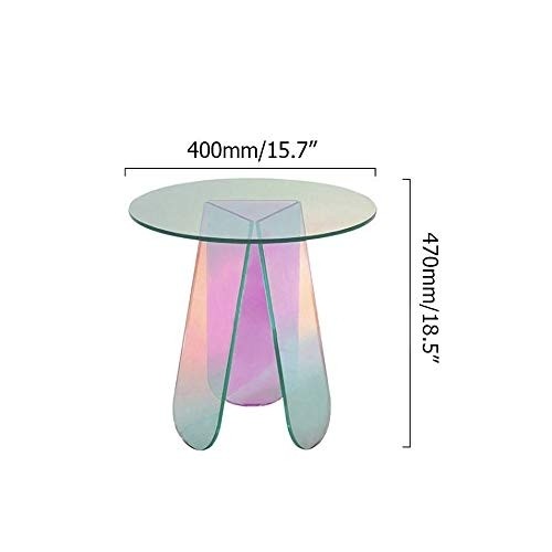 Homary Acrylic End Table Clear Round Side Table Modern Accent Table Iridescent