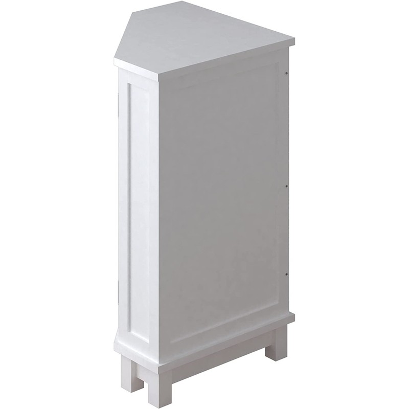 Home Office Bathroom Floor Cabinet, Free Standing Corner Cabinet Storage Organizer With Single Door And Adjustable Shelf(White)/Corner Storage/Corner Table
