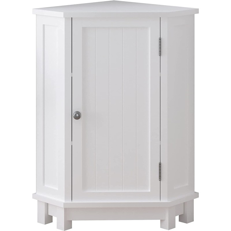 Home Office Bathroom Floor Cabinet, Free Standing Corner Cabinet Storage Organizer With Single Door And Adjustable Shelf(White)/Corner Storage/Corner Table