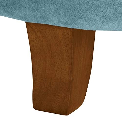 HomePop by Kinfine Fabric Upholstered Round Storage Ottoman - Velvet Button Tufted Ottoman with Removable Lid, Teal