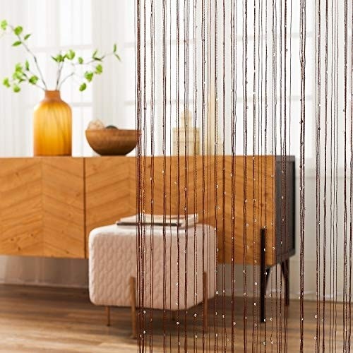 HSYLYM String Curtain with Sequins Sparkle Polyester,Perfect for Room Decoration and Background,Coffee,100x200cm(39" Width x 78" Length)