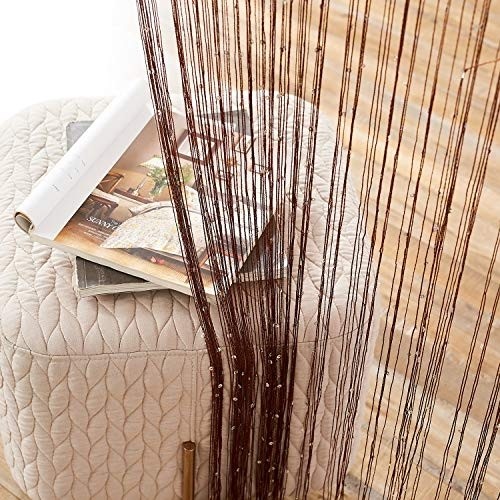 HSYLYM String Curtain with Sequins Sparkle Polyester,Perfect for Room Decoration and Background,Coffee,100x200cm(39" Width x 78" Length)