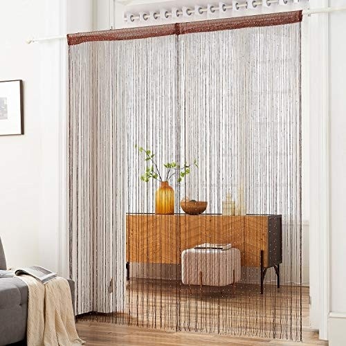 HSYLYM String Curtain with Sequins Sparkle Polyester,Perfect for Room Decoration and Background,Coffee,100x200cm(39" Width x 78" Length)