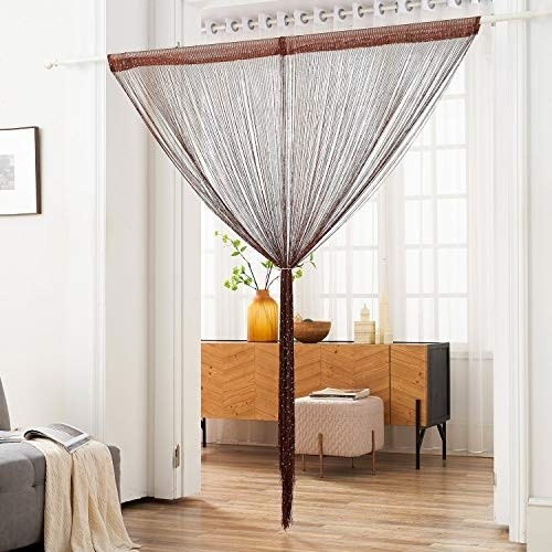 HSYLYM String Curtain with Sequins Sparkle Polyester,Perfect for Room Decoration and Background,Coffee,100x200cm(39" Width x 78" Length)