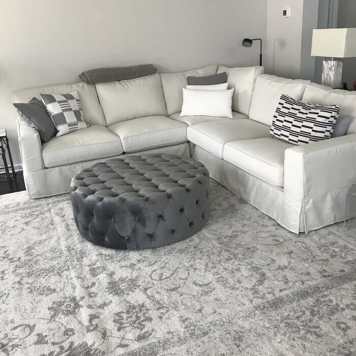 Huskins 41.73'' Wide Velvet Tufted Round Cocktail Ottoman