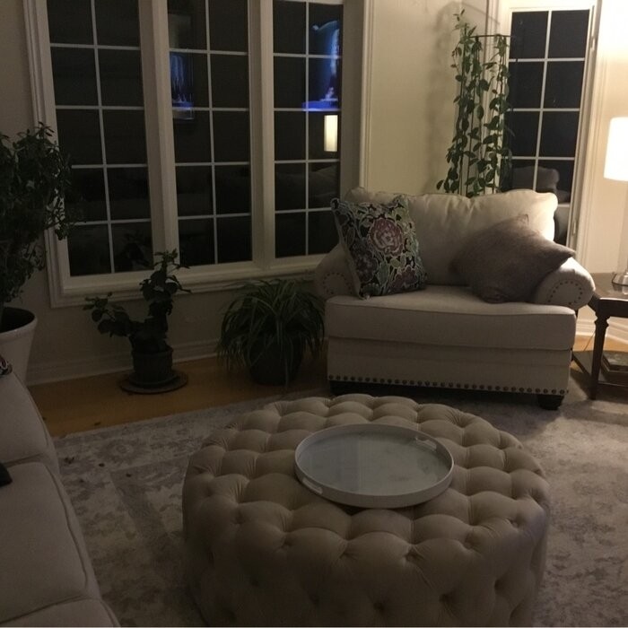 Huskins 41.73'' Wide Velvet Tufted Round Cocktail Ottoman
