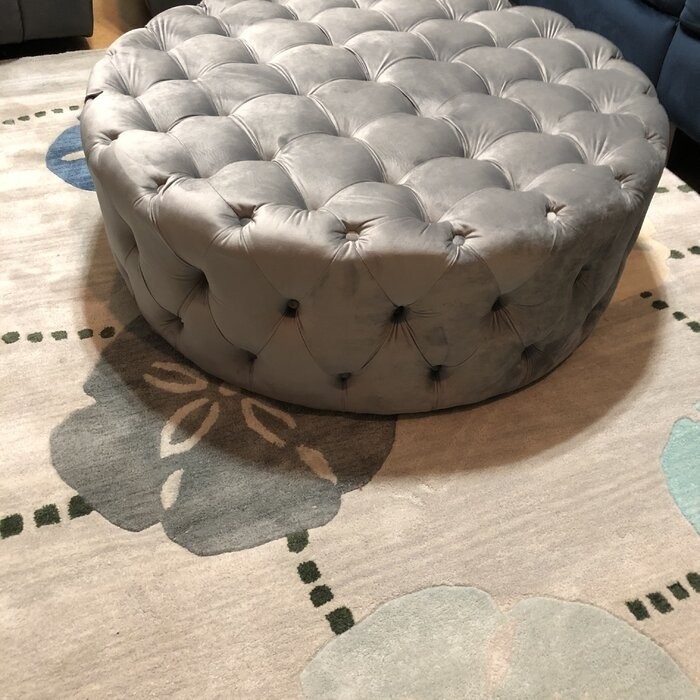 Huskins 41.73'' Wide Velvet Tufted Round Cocktail Ottoman