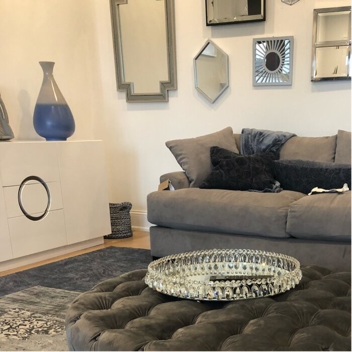 Huskins 41.73'' Wide Velvet Tufted Round Cocktail Ottoman
