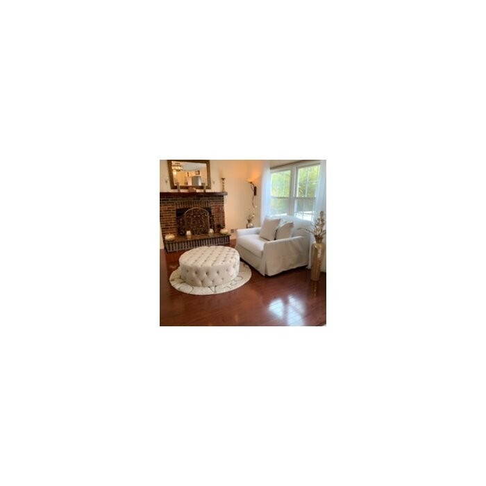 Huskins 41.73'' Wide Velvet Tufted Round Cocktail Ottoman