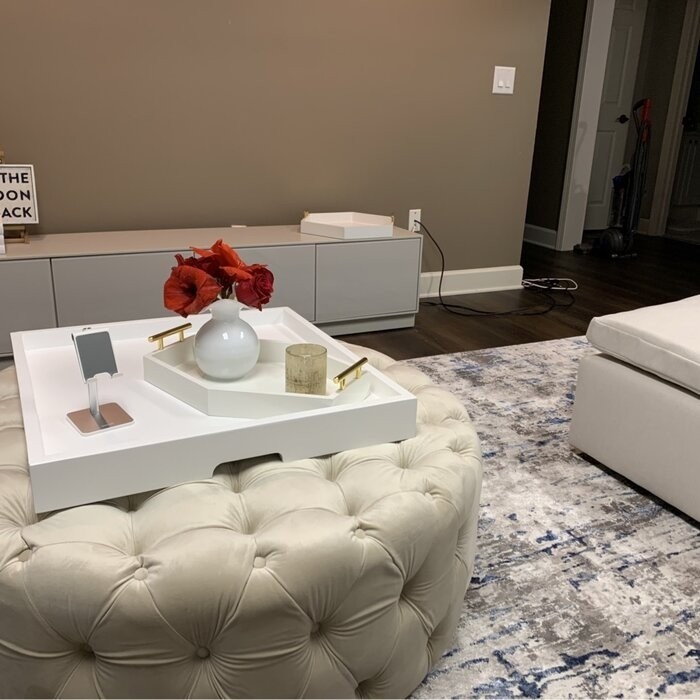 Huskins 41.73'' Wide Velvet Tufted Round Cocktail Ottoman