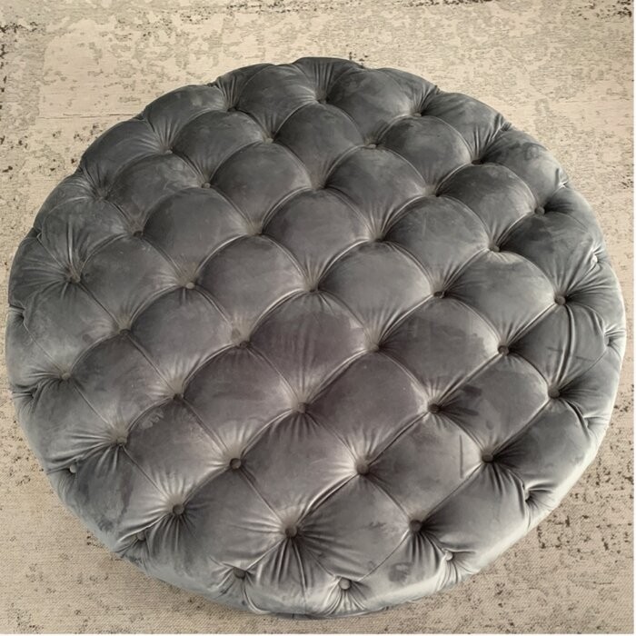 Huskins 41.73'' Wide Velvet Tufted Round Cocktail Ottoman