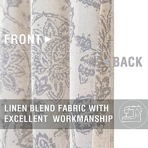 JINCHAN Valance Curtain Kitchen Farmhouse Window Valance for Living Room Linen Scroll Paisley Valance for Bedroom Bathroom Decor Floral Printed Tie Up Valance 20 Inch 1 Panel Rod Pocket Gray on Beige