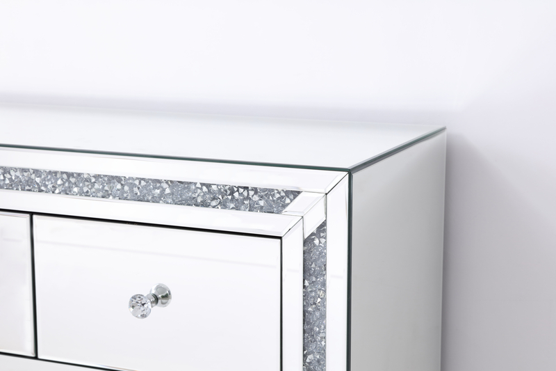 Kari 31.5'' Tall 7 - Drawer Nightstand in Silver Clear Mirror
