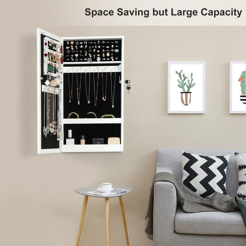 Karmakar 14.6'' Wide Wall Mounted Jewelry Armoire with Mirror