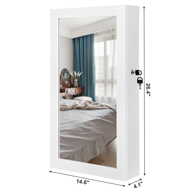 Karmakar 14.6'' Wide Wall Mounted Jewelry Armoire with Mirror