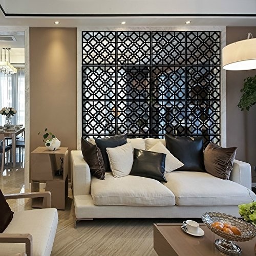 Kernorv Hanging Room Divider Decorative Screen Panels Made of PVC Room Divider Panels for Living Room Bedroom Office Restaurant (Black, 12 PCS)