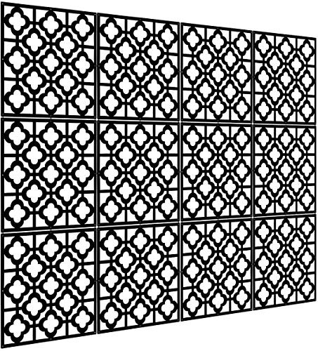 Kernorv Hanging Room Divider Decorative Screen Panels Made of PVC Room Divider Panels for Living Room Bedroom Office Restaurant (Black, 12 PCS)