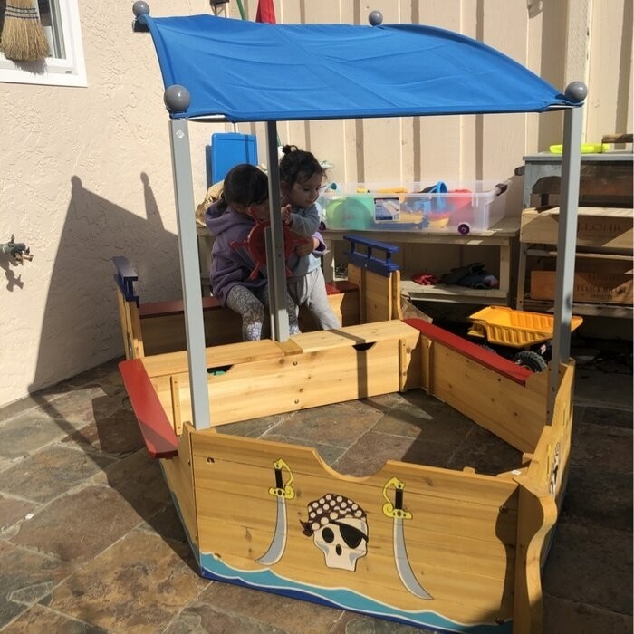 KidKraft 44.25" x 59.5" Solid Wood Sandbox with Cover