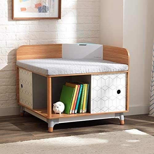 KidKraft Mid-Century Kid Wooden Corner Reading Nook, Gift for Ages 3 - 8 , Gray