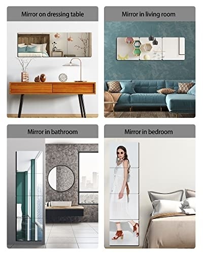 Kids Safety Unbreakable Mirror Extra Thick1/8 Inch 12"x48",Acrylic shatterproof Mirrors, Non-Glass Cheap Body Mirror Home Gym Mirrors Full Length Wall, Bedroom Wall-Mounted Door Mirror