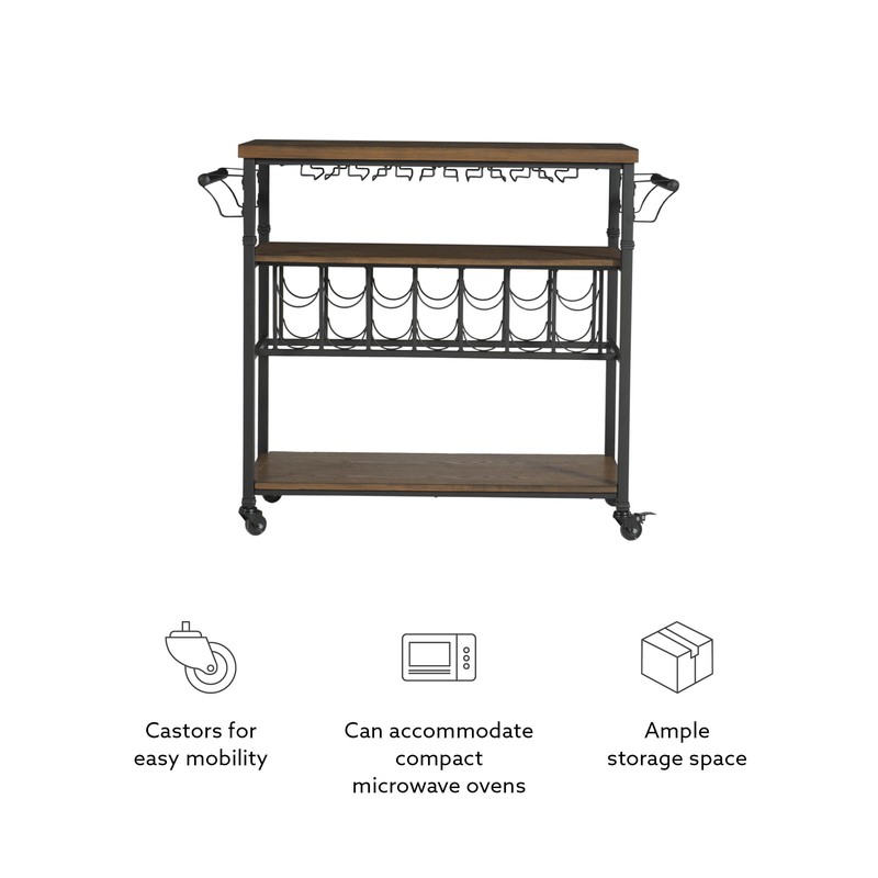 Kilmersdon 43.2'' Wide Rolling Kitchen Island with Solid Wood Top